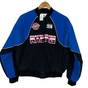 NWT Aeropostale Blue Black Vintage-Style Racing Bomber Jacket Men's Size XS
